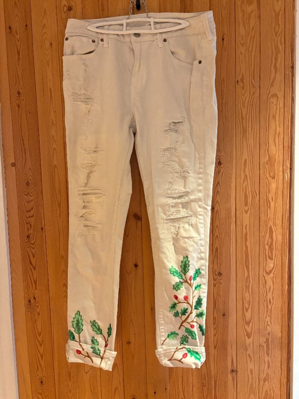 Hand Drawn Saltburn White Jeans